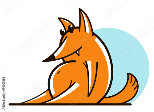 Funny cartoon fox sitting w...