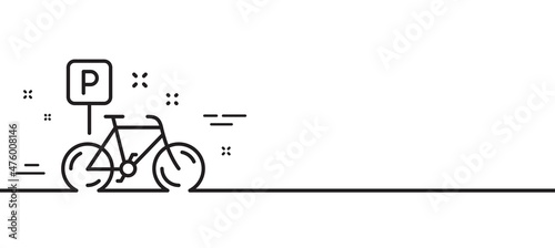 Bike line icon. Bicycle parking sign. Urban traffic symbol. Minimal line illustration background. Bike line icon pattern banner. White web template concept. Vector