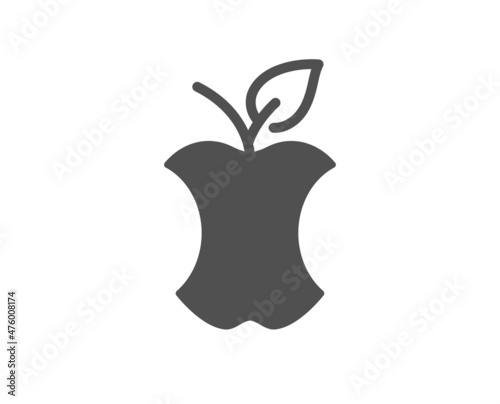 Organic waste icon. Apple core sign. Leftover food products symbol. Classic flat style. Quality design element. Simple organic waste icon. Vector