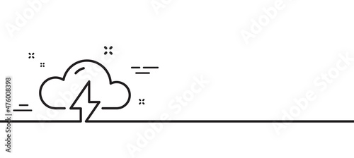 Thunderstorm weather line icon. Thunderbolt with cloud sign. Bad day symbol. Minimal line illustration background. Thunderstorm weather line icon pattern banner. White web template concept. Vector
