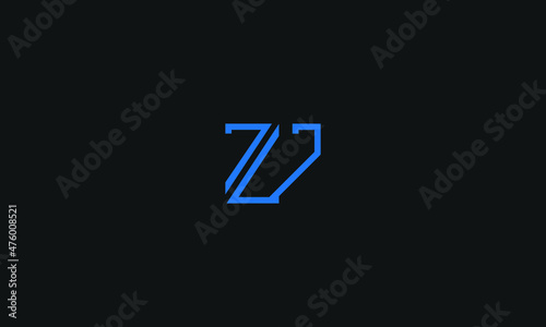 Initial letter ZV uppercase modern lines logo design template elements. Logo Design.