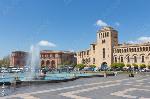 Historic building on the central square of the city, Revolution Square in Yerevan. Armenia 
