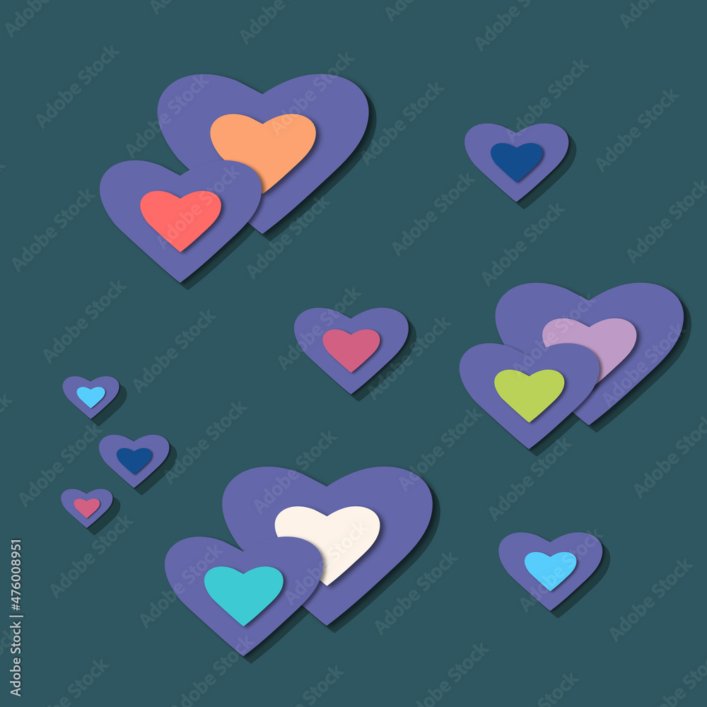 Paper heart, modern colors on a dark background