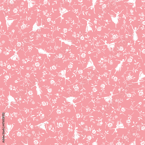 Ballerina and vine pattern dancing gracefully