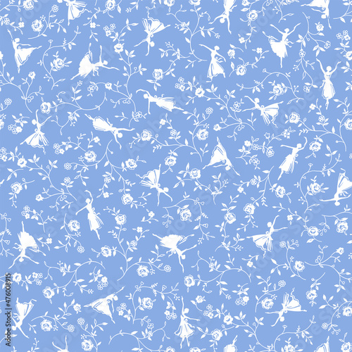 Ballerina and vine pattern dancing gracefully