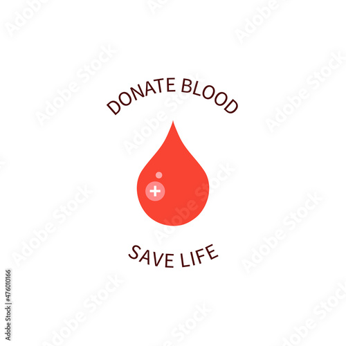 Blood donation for transfusion and organ transplantation. Blood drop of volunteer donor. Medical aid and healthcare concept. Vector illustration