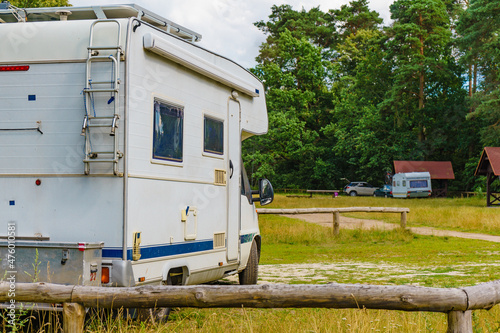 Camper camping on nature