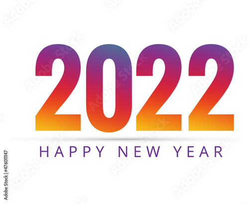 Happy New Year 2022 Design Abstract Holiday Vector Illustration Gradient With White Background