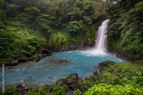 Waterfall, blue lagoon in the jungle