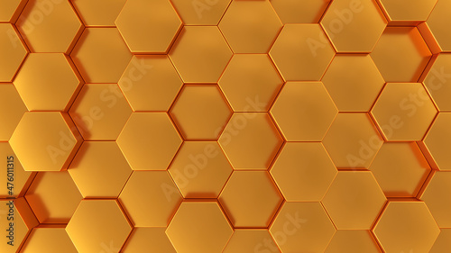 Fototapeta Naklejka Na Ścianę i Meble -  digital art background of gold hexagons for your presentation or other projects