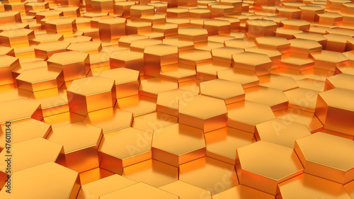 digital art background of gold hexagons for your presentation or other projects