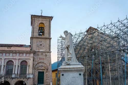 Norcia, Umbria, Italy: the church of San Benedetto detroyed by earthquake photo