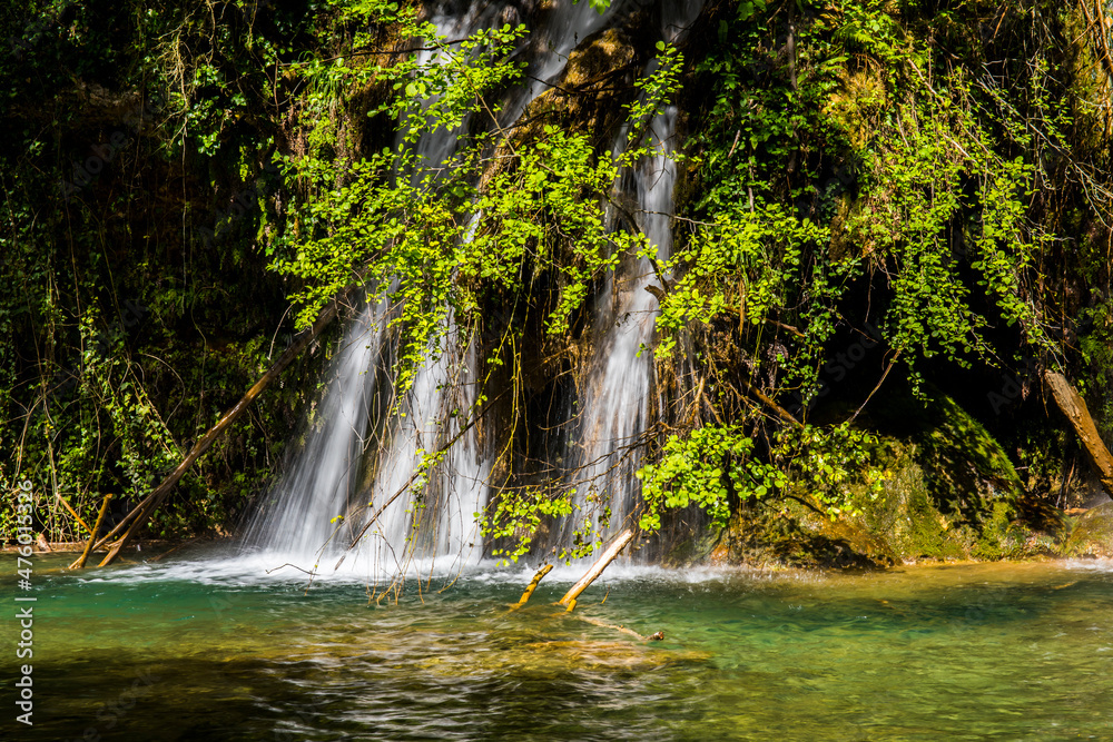 Spring in Salt Dels Murris waterfall, La Garrotxa, Girona, Spain Spring in Salt Dels Murris waterfall, La Garrotxa, Girona, Spain