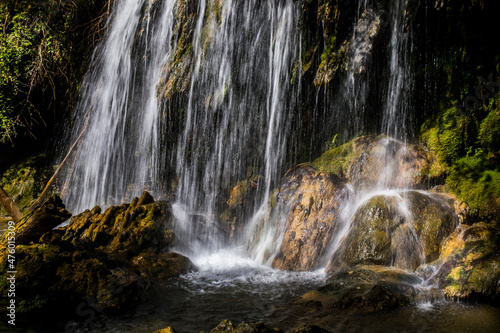 Spring in Salt Dels Murris waterfall, La Garrotxa, Girona, Spain
