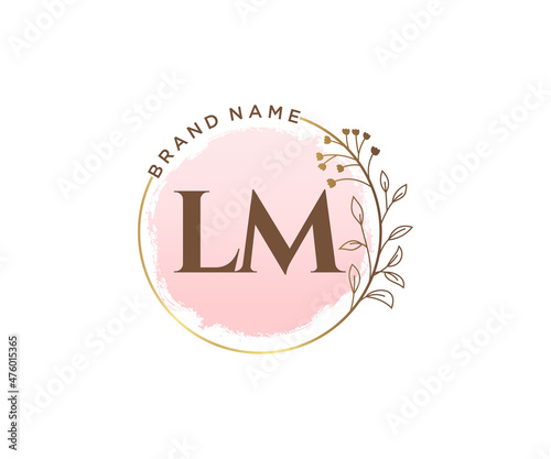 Initial LM feminine logo. Usable for Nature, Salon, Spa, Cosmetic and Beauty Logos. Flat Vector Logo Design Template Element.