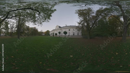 Palace on the Isle, Fountain in Lazienki Park, Great Oficyna - Cadet School, Myslewicki Palace, Stara Kordegarda, Amfiteatr Warsaw Poland 2021. High quality 4k footage photo