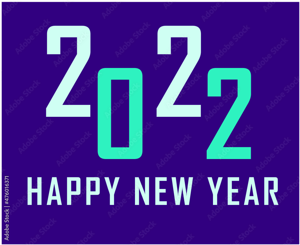 Happy New Year 2022 Abstract Vector Holiday Illustration Design Cyan With Purple Background Happy New Year 2022 Abstract Vector Holiday Illustration Design Cyan With Purple Background