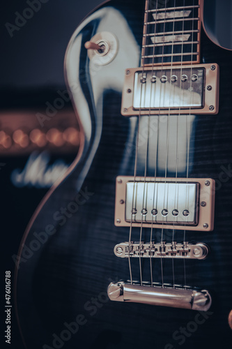 Canvas Print Close up detail of an electric guitar