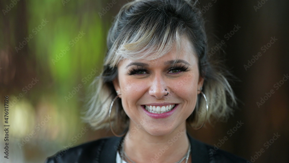Happy blond woman smiling portrait close-up real life laugh and smile Happy blond woman smiling portrait close-up real life laugh and smile