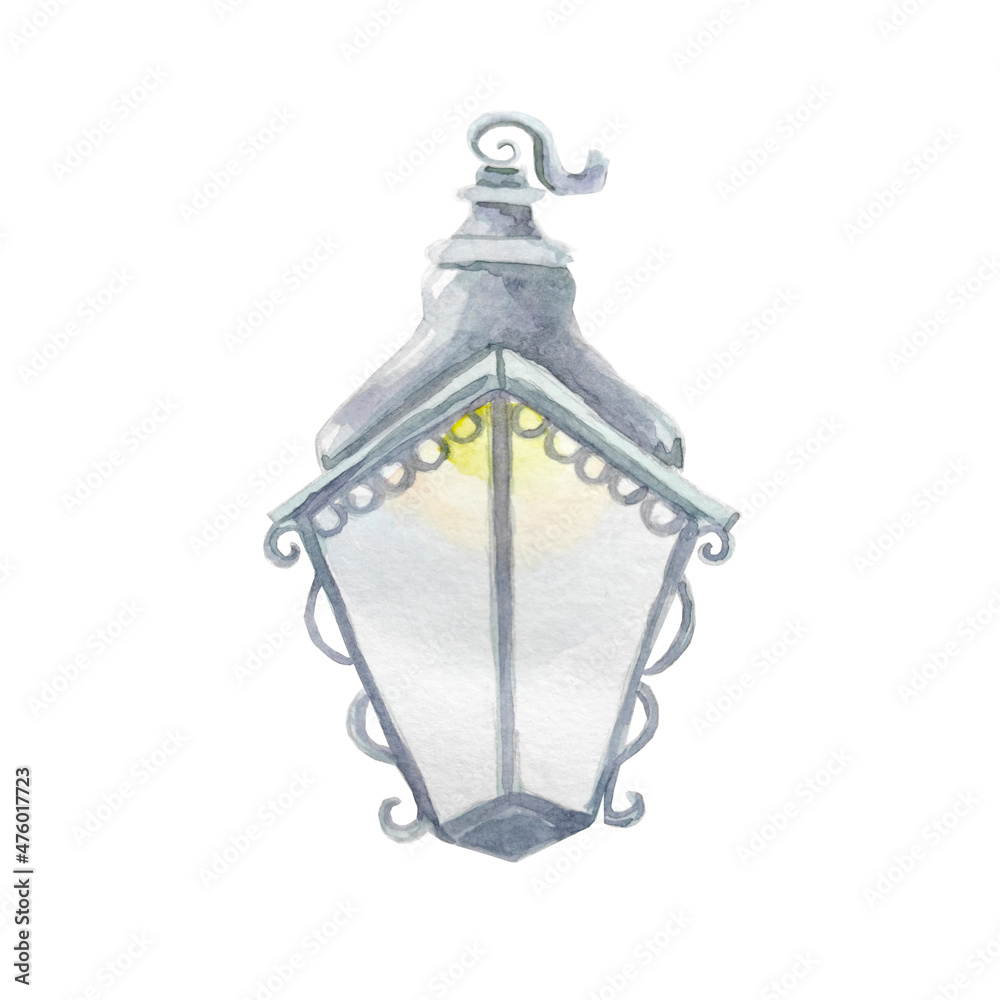 Watercolor old street lamp Watercolor old street lamp