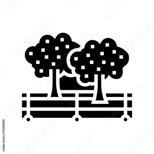 harvesting berries on field glyph icon vector. harvesting berries on field sign. isolated contour symbol black illustration