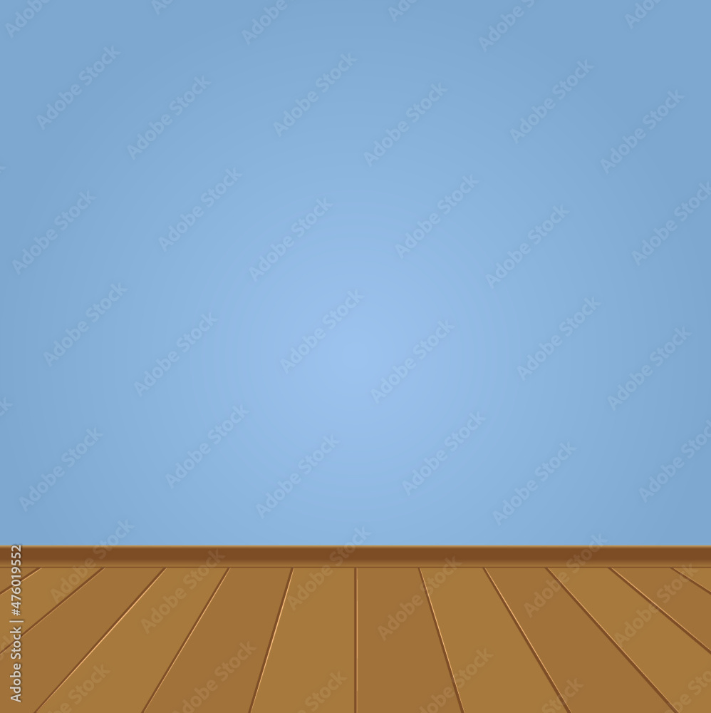 Blue clear wall and wooden floor background Blue clear wall and wooden floor background