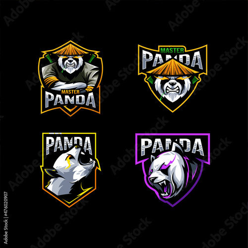Panda logo mascot collection template design