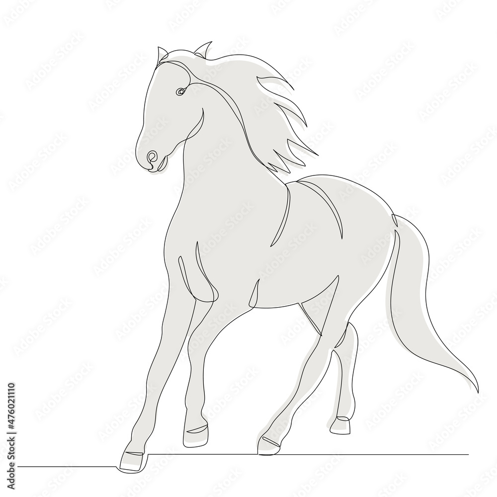 running horse sketch, outline, vector