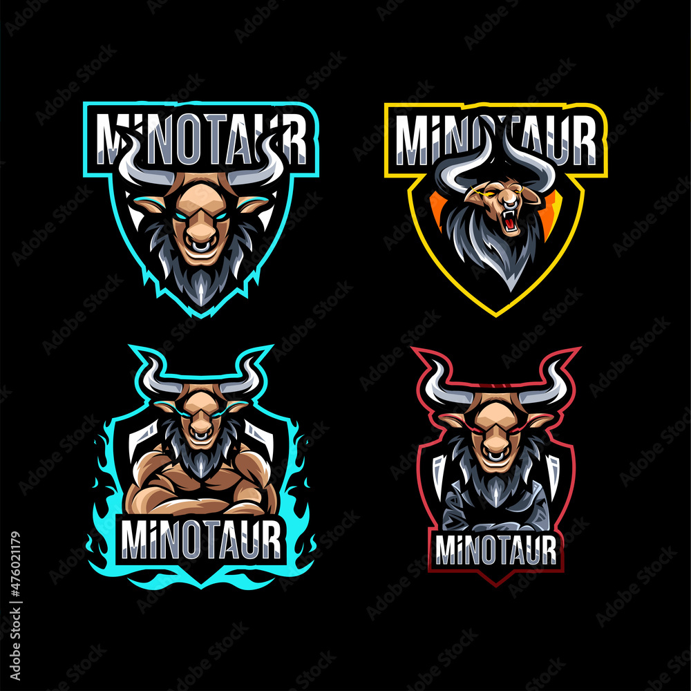 Minotaur logo mascot collection template design