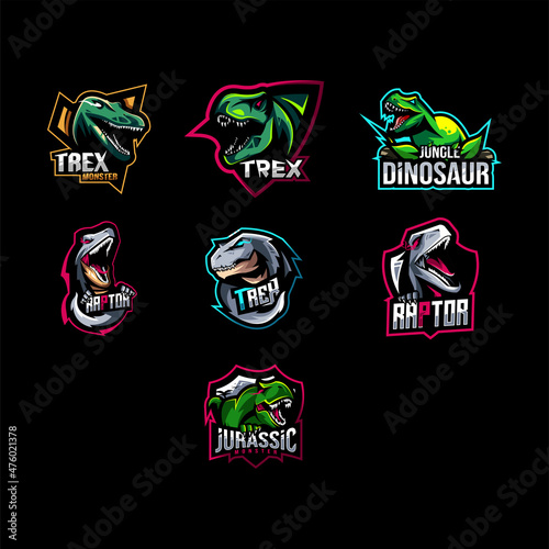 Jurassic dino logo mascot collection design