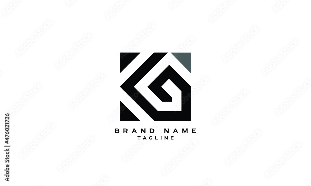 KG, GK, Abstract initial monogram letter alphabet logo design