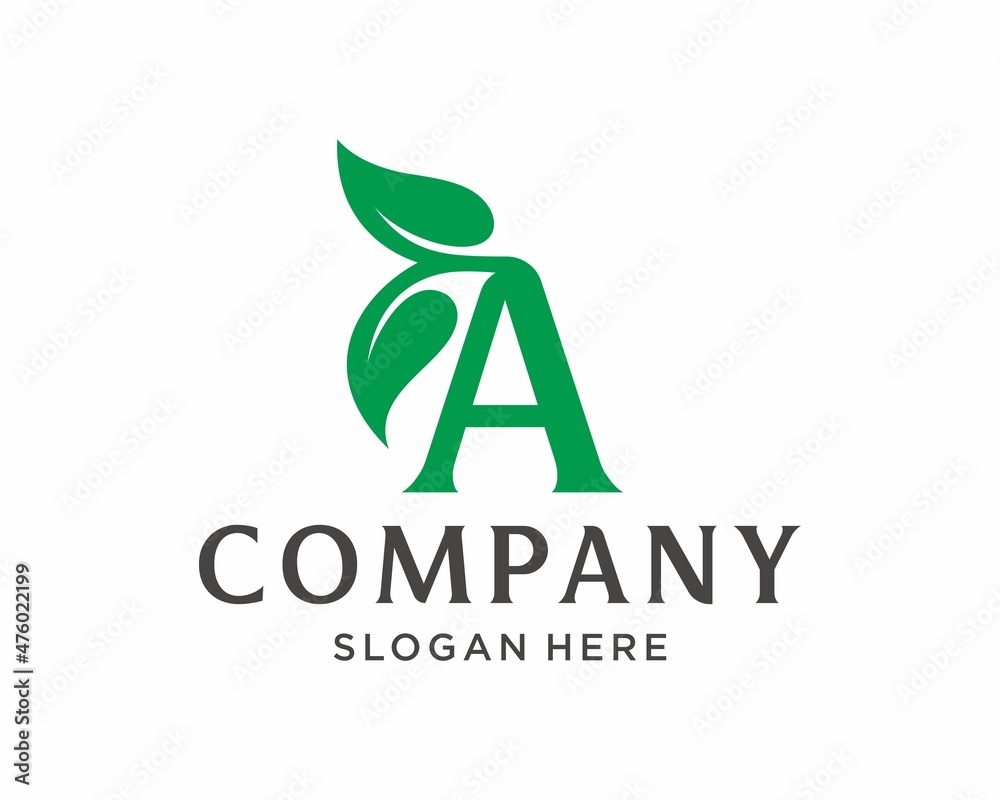 Letter A leaf logo Letter A leaf logo