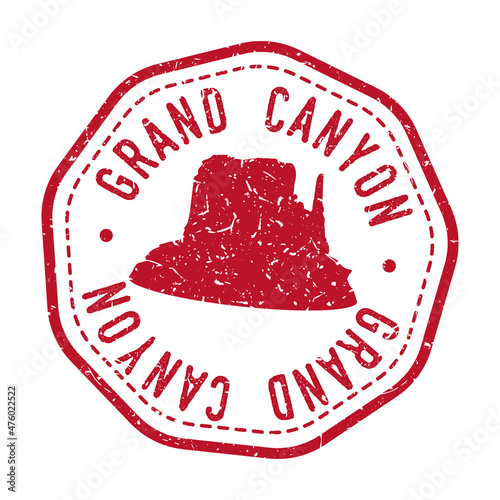 Grand Canyon, Arizona, USA Stamp Travel Illustration Vector. Postmark Seal Vintage Design Mark.