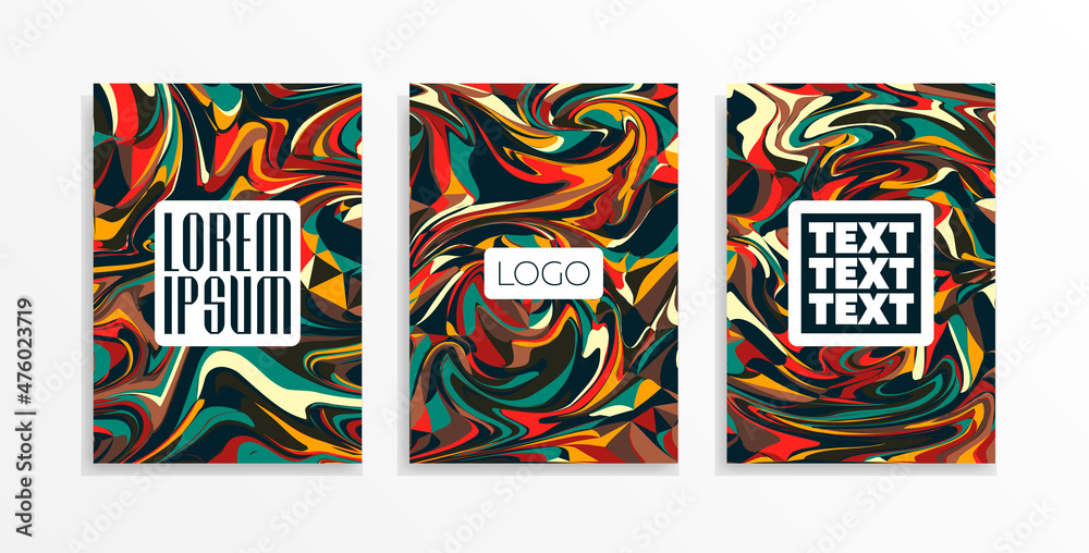 Set of abstract illustrations with unique colors. For leaflets, brochures, banners, advertisements.