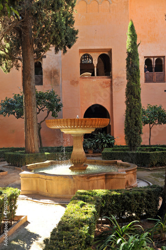 Daraxa Gardens in the Alhambra of Granada, Andalusia, Spain. Garden of Orange Trees and Marbles.  photo