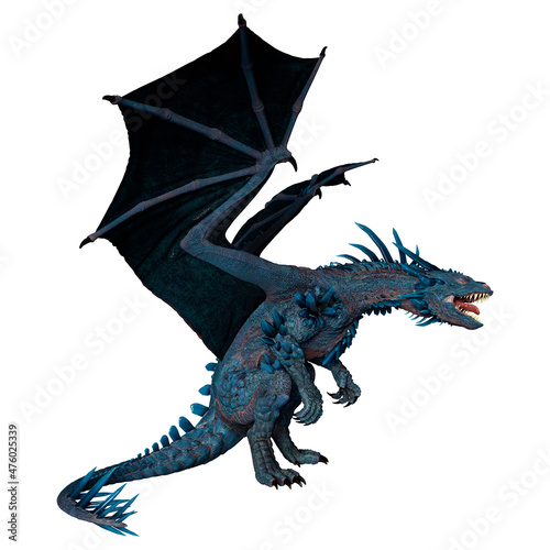 3D Rendering Fairy Tale Dragon on White