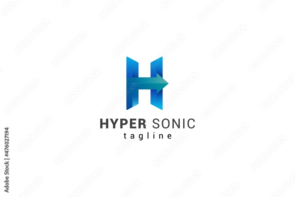 Fototapeta premium Letter H creative 3d technological arrow modern logo