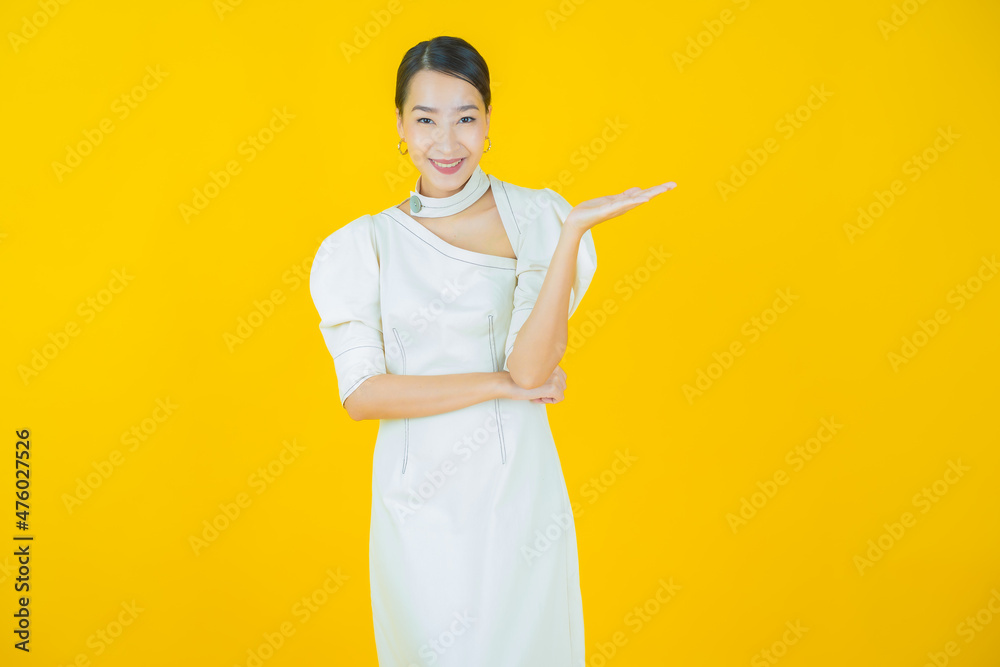 Portrait beautiful young asian woman smile with action Portrait beautiful young asian woman smile with action