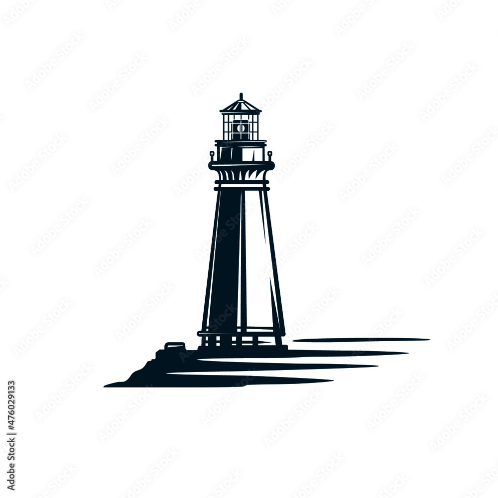 Lighthouse logo or label.
