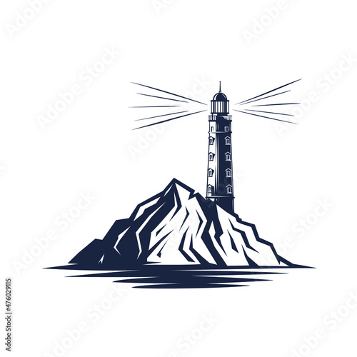 Lighthouse logo or label. Lighthouse icon isolated on white background.