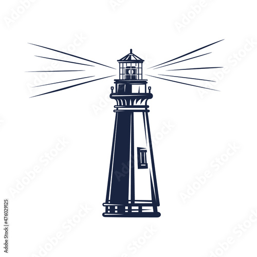 Lighthouse logo or label.