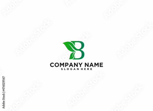 letter b logo with unique and natural leaves