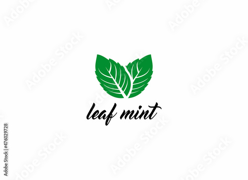 leaf mint logo template in white background photo