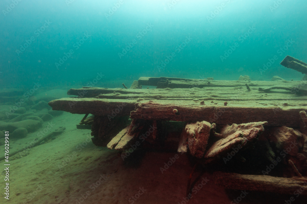 The Herman Hettler shipwreck in the Alger Underwater Preserve in Lake Superior The Herman Hettler shipwreck in the Alger Underwater Preserve in Lake Superior