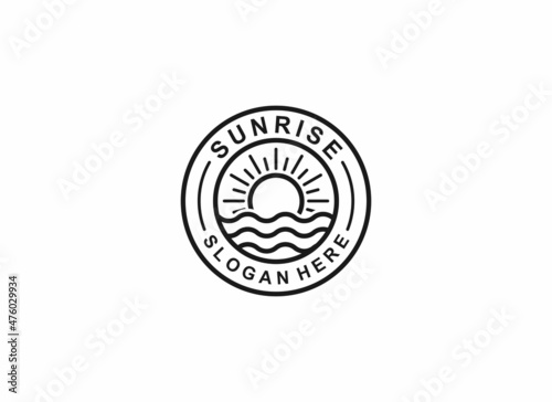 sunrise logo template vector, icon in white background