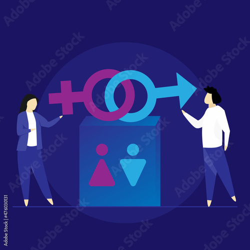 Gender equality concept, sexuality concept with male and female icon, women's rights