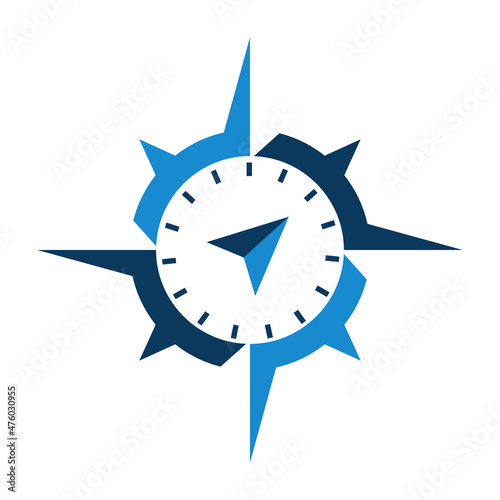 Magnifying and compass rose logo vector.