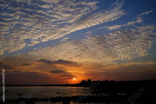 Beautiful sunset and sunset clouds in Jeju island, South Korea
