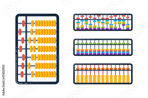 Vector illustration abacus with beads. Soroban for learning mental arithmetic for kids