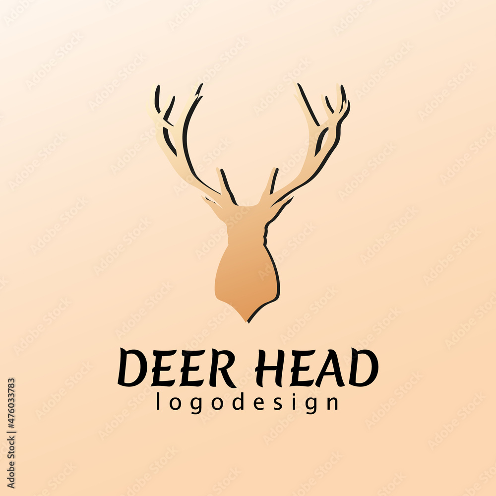 deer head silhouette shape modern logo design